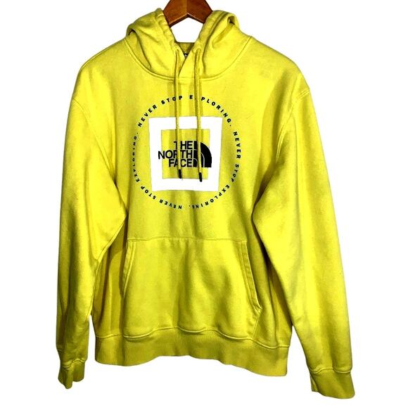 Vintage 90s The North Face Hooded Sweatshirt 'Never Stop Exploring' Large Logo M - Picture 1 of 7